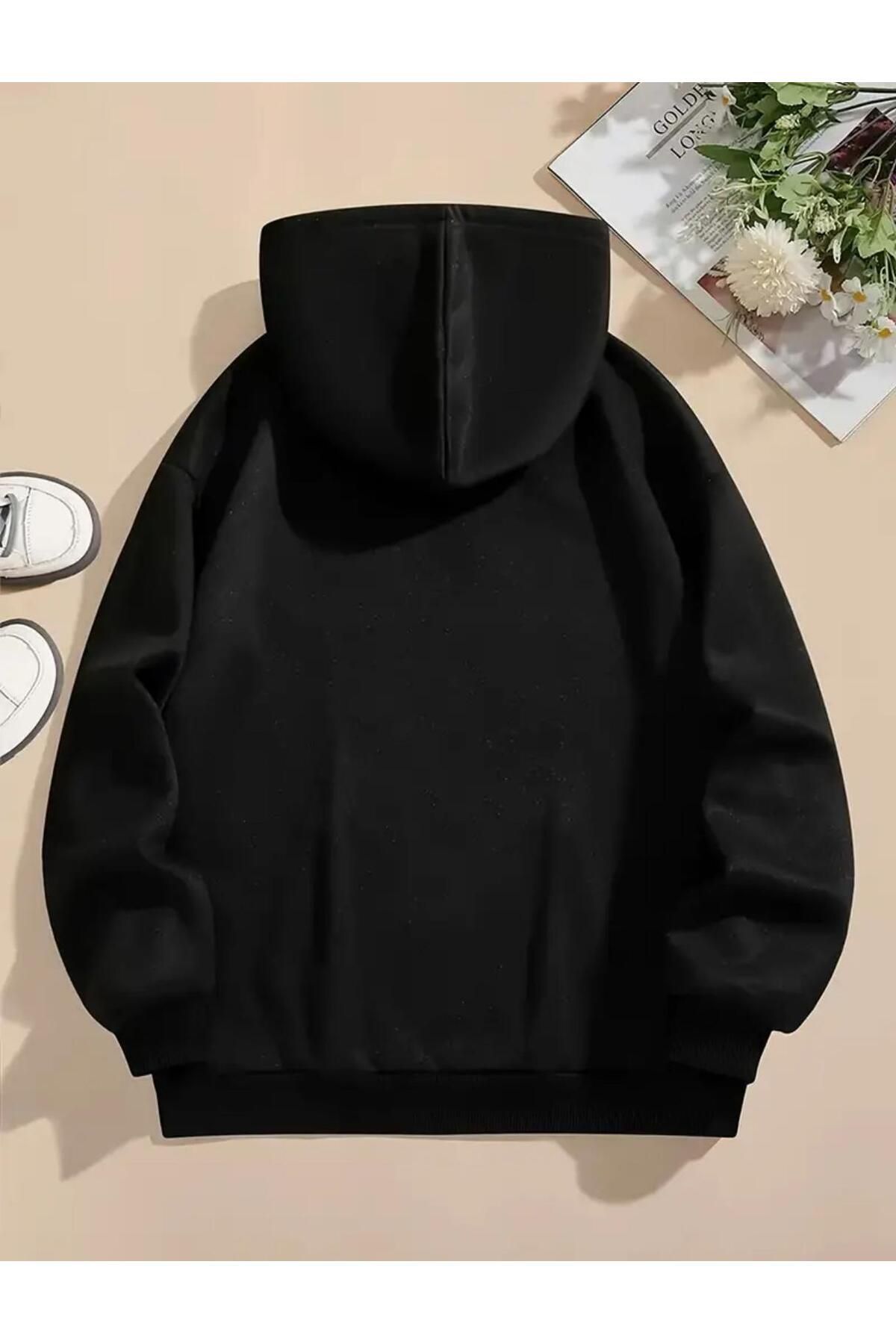 3 Lü Sevimli Panda Baskılı Yumuşacık 2 İplik Şardonlu Kapüşonlu Cepli Sweatshirt