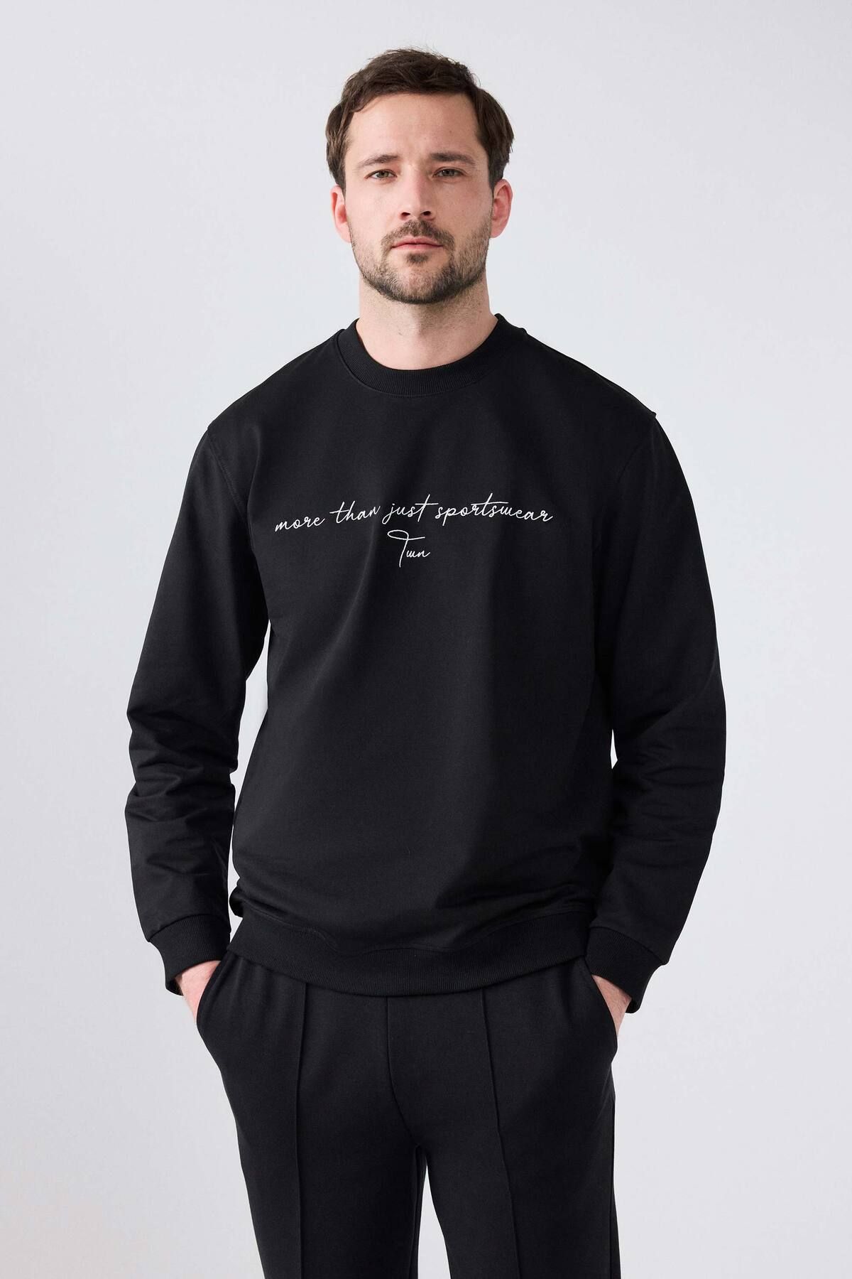 TWNRelaxed Fit Siyah NakışlıSweatshirt