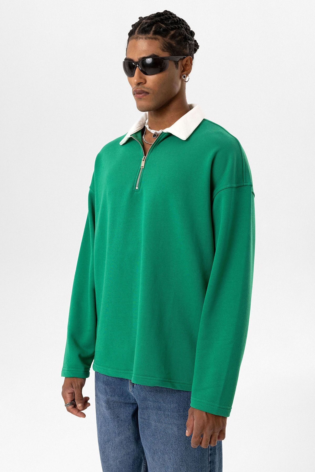 BASIC POLO YAKA FERMUAR DETAYLI SWEATSHIRT BENETTON