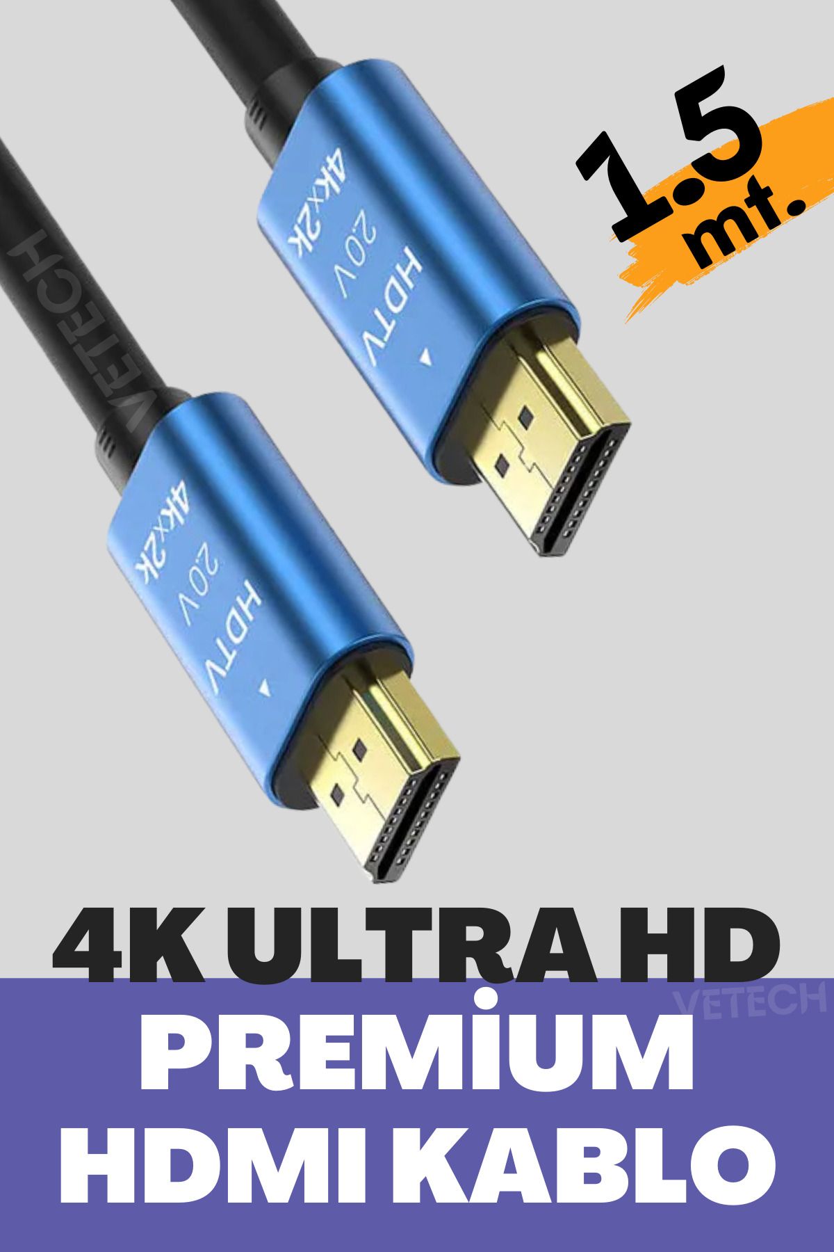 Vetech 4K HDMI Kablosu HDTV2.0V 1.5Mt. Oyuncu...