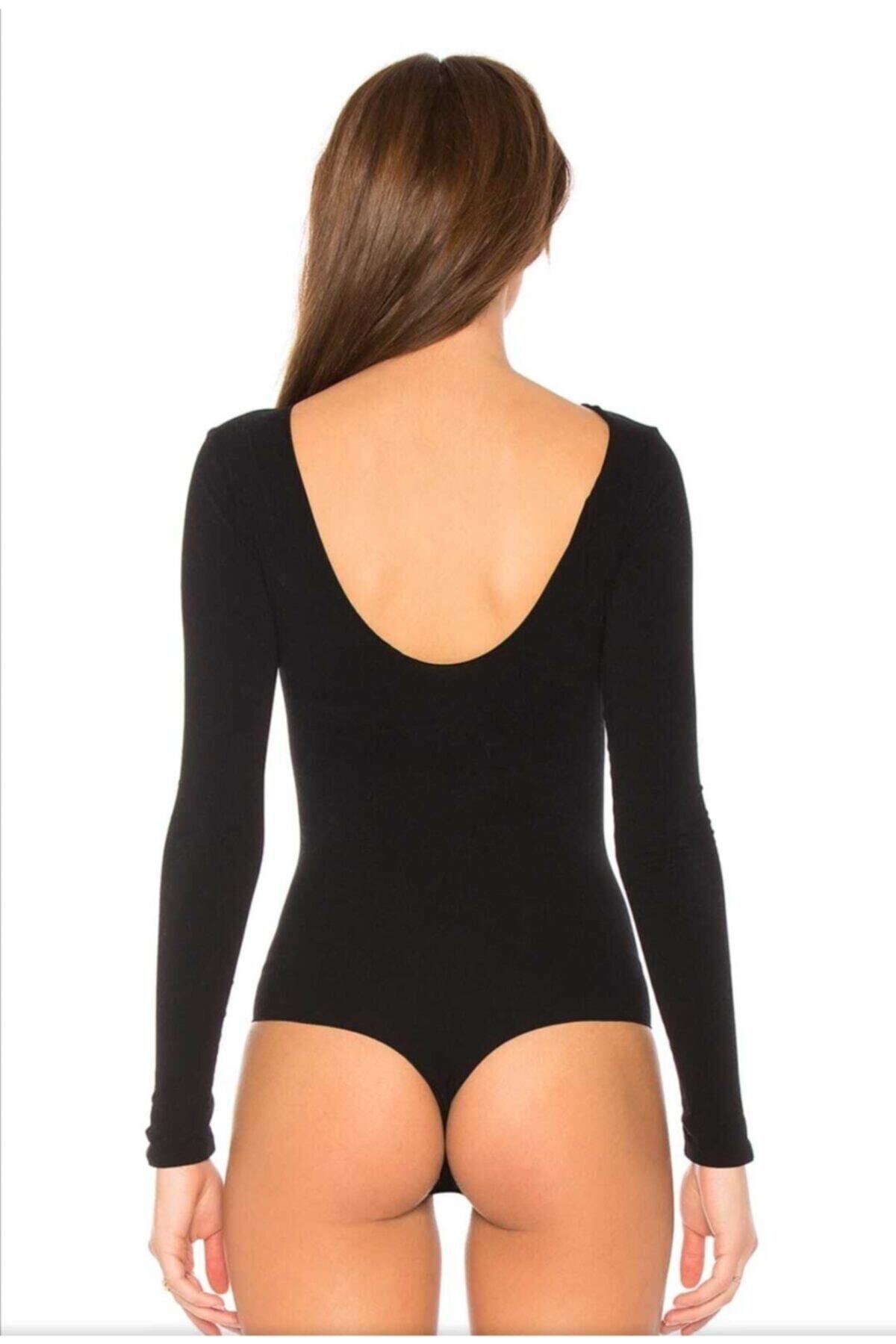 Kadın Arka Dekolte Ipek Jarse Bodysuit