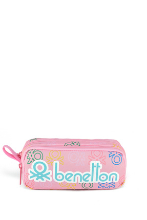 BAGGY MOOD. Minimal Logo Baskılı Çift Bölme Kız Çocuk Kalemlik . Pembe Turkuaz 13037 Image 0