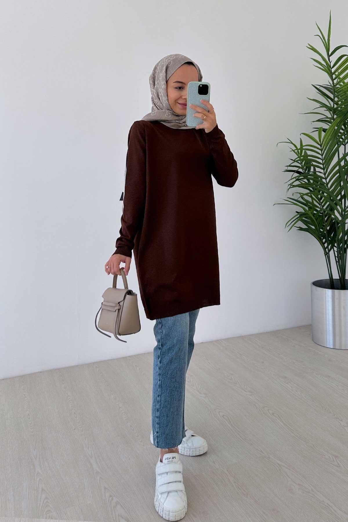 Basic Merserize Tunik - Kahverengi