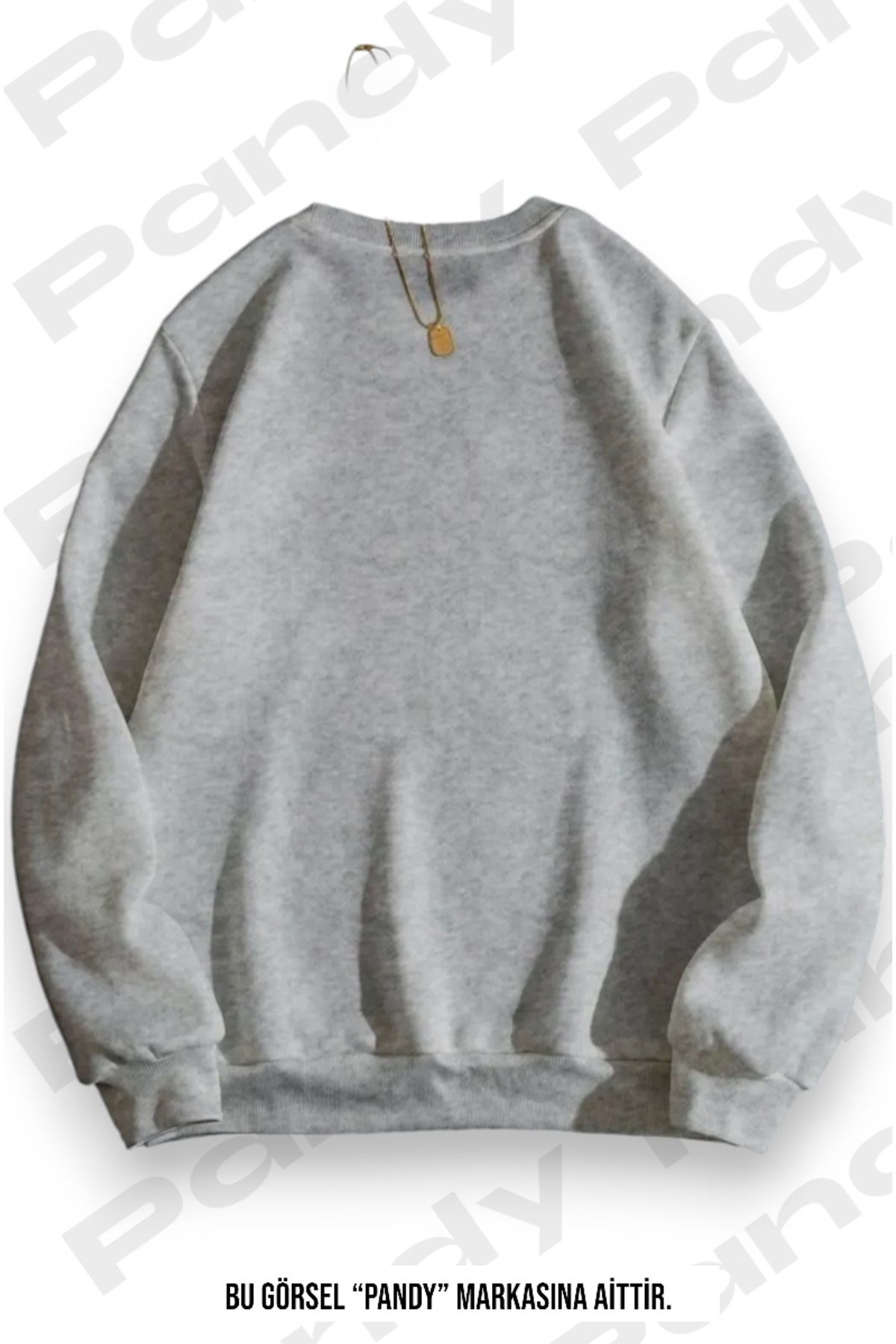 3'lü Siyah Gri Lacivert Baskılı Unisex Şardonlu Oversize Bisiklet Yaka Sweatshirt