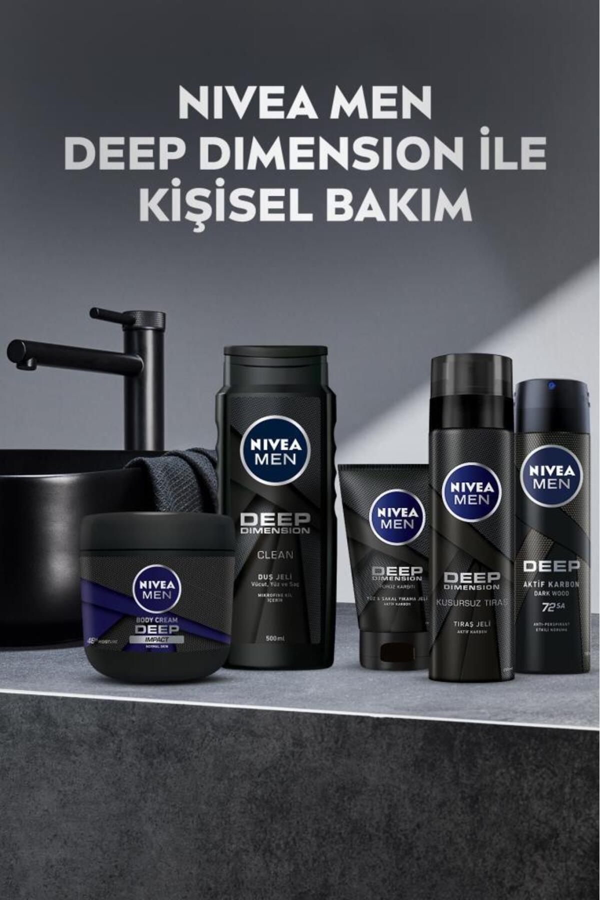 MEN Erkek Yüz ve Sakal Temizleme Jeli Deep Dimension 100ml, Cilt Arındırıcı, Aktif Karbon