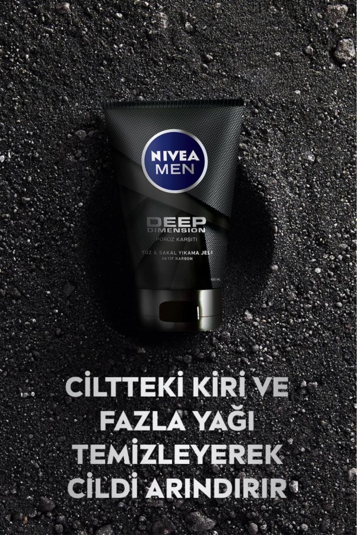 MEN Erkek Yüz ve Sakal Temizleme Jeli Deep Dimension 100ml, Cilt Arındırıcı, Aktif Karbon