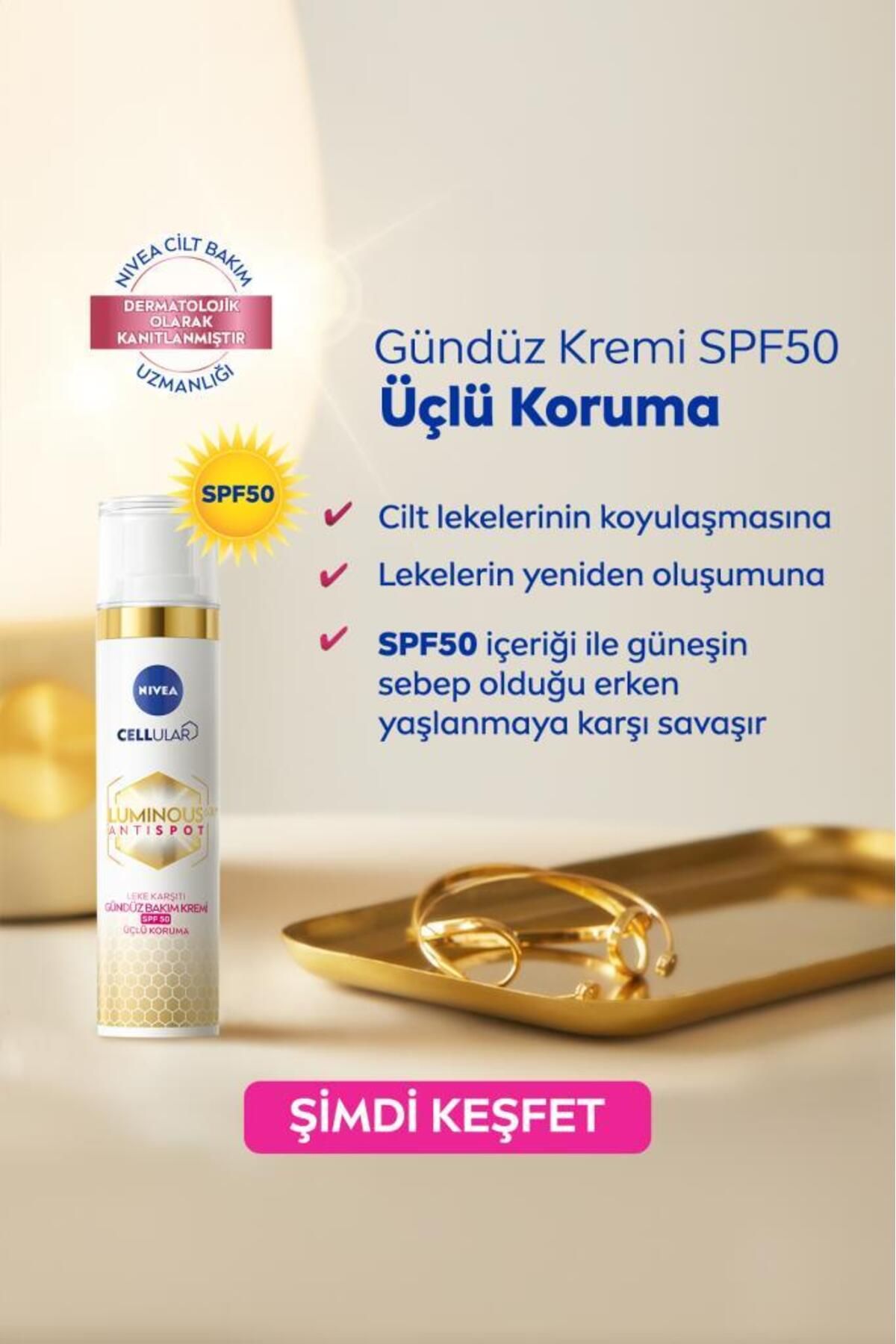 Luminous630 Güneş Korumalı Leke Karşıtı Gündüz Yüz Kremi 40ml, SPF50, Hyaluronik Asit, E Vitamini