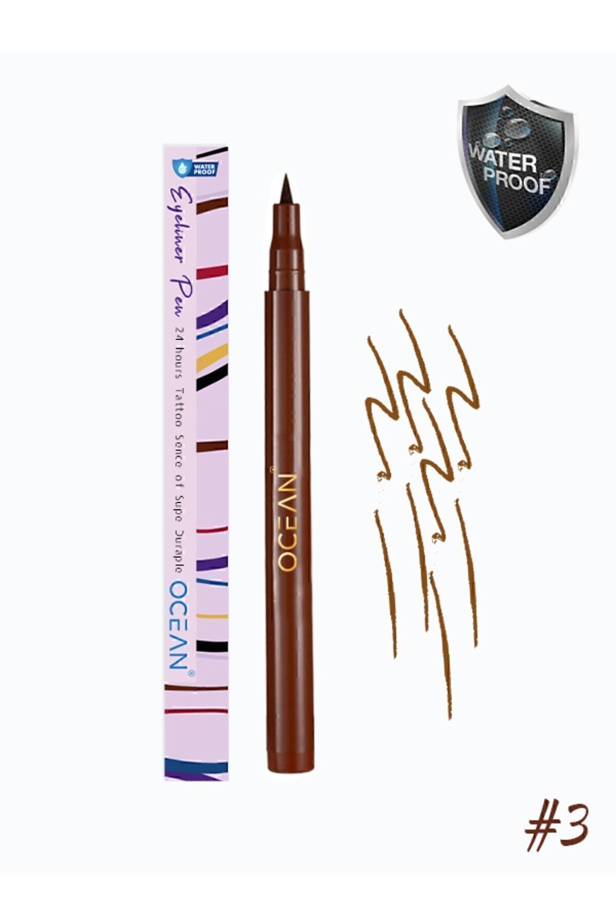 Kahverengi Eyeliner, Likit Kalem Eyeliner, Suya Dayanıklı, Yoğun Pigmentli