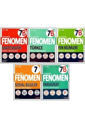 Fenomen 7. Sınıf Matematik(B)+Türkçe(B)+Fen(B)+Sosyal+Paragraf(B) Soru Bankası 5 Kitap Image 0