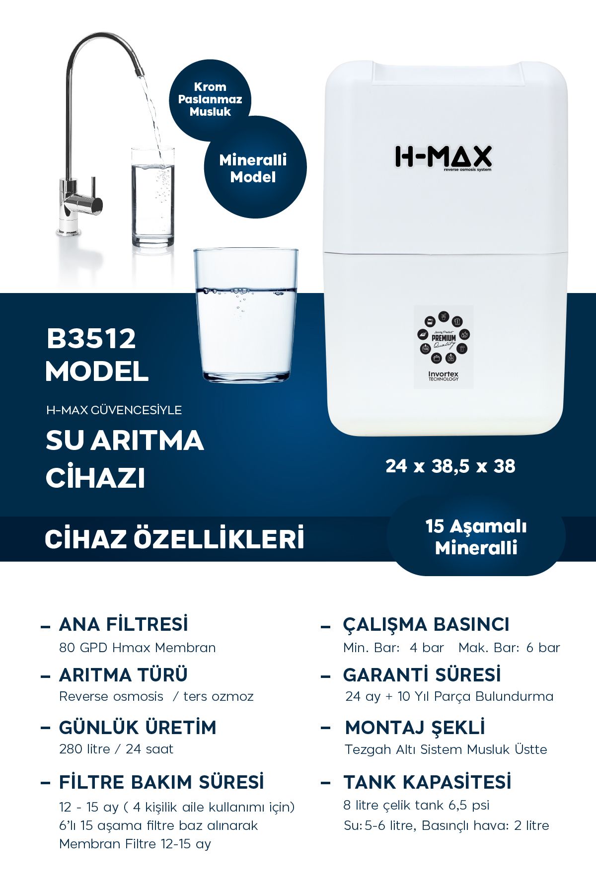 Hmax B3512 Model Su Arıtma Cihazı