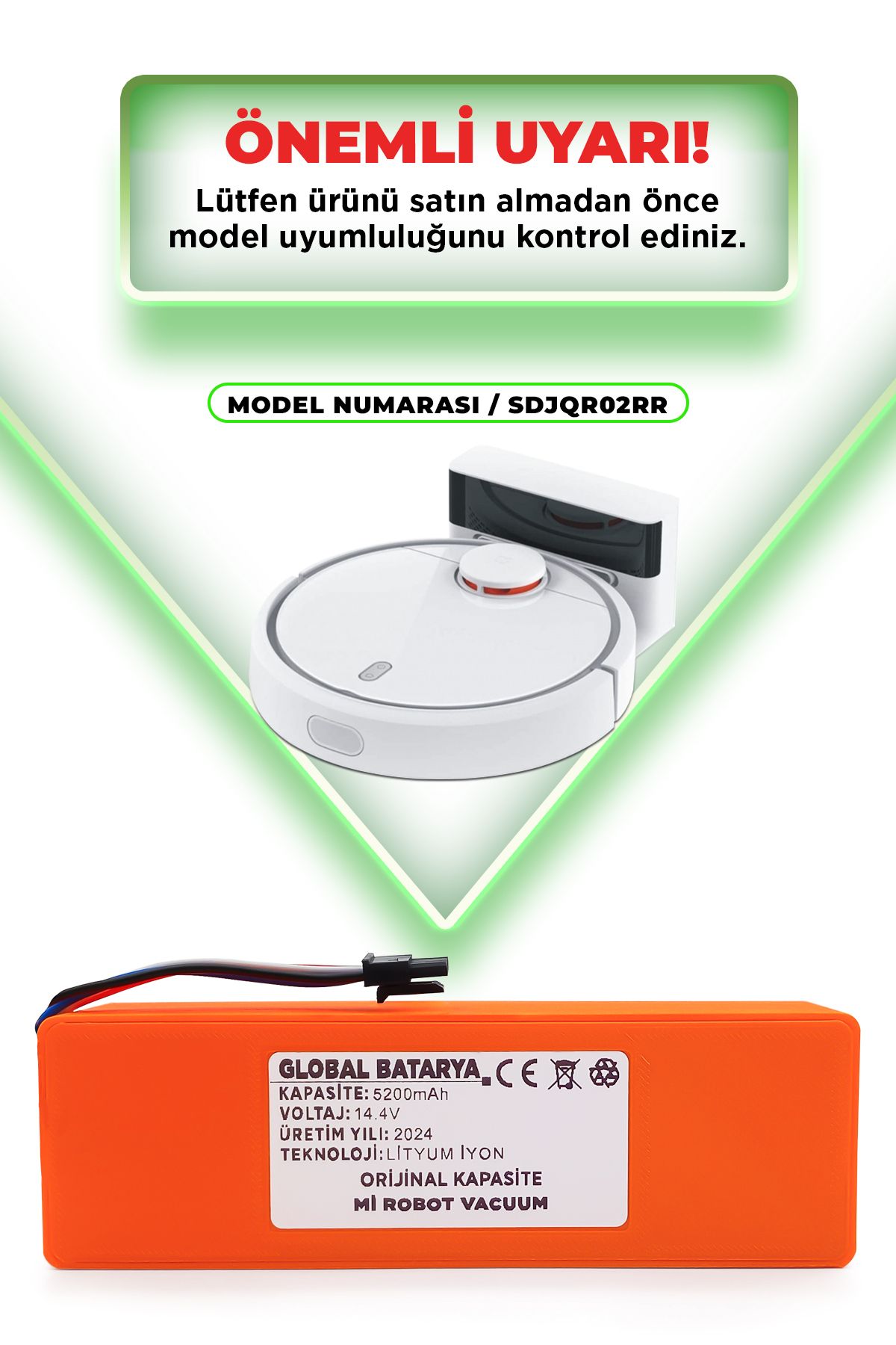 Xiaomi Mi Robot Vacuum Akıllı Süpürge Bataryası 14.4v 5200mah Model : Sdjqr02rr