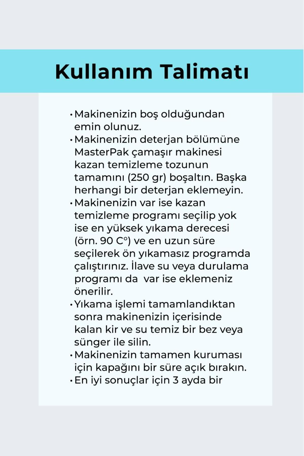 Çamaşır Makinesi Kazan Temizleme Tozu 250 gr A Kalite Onaylı