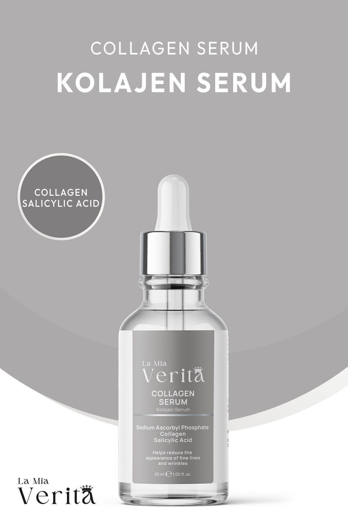 Hyaluronik Asit Içeren Aydınlatıcı Kırışıklık Karşıtı Kolajen Cilt Bakım Serum 30 ml