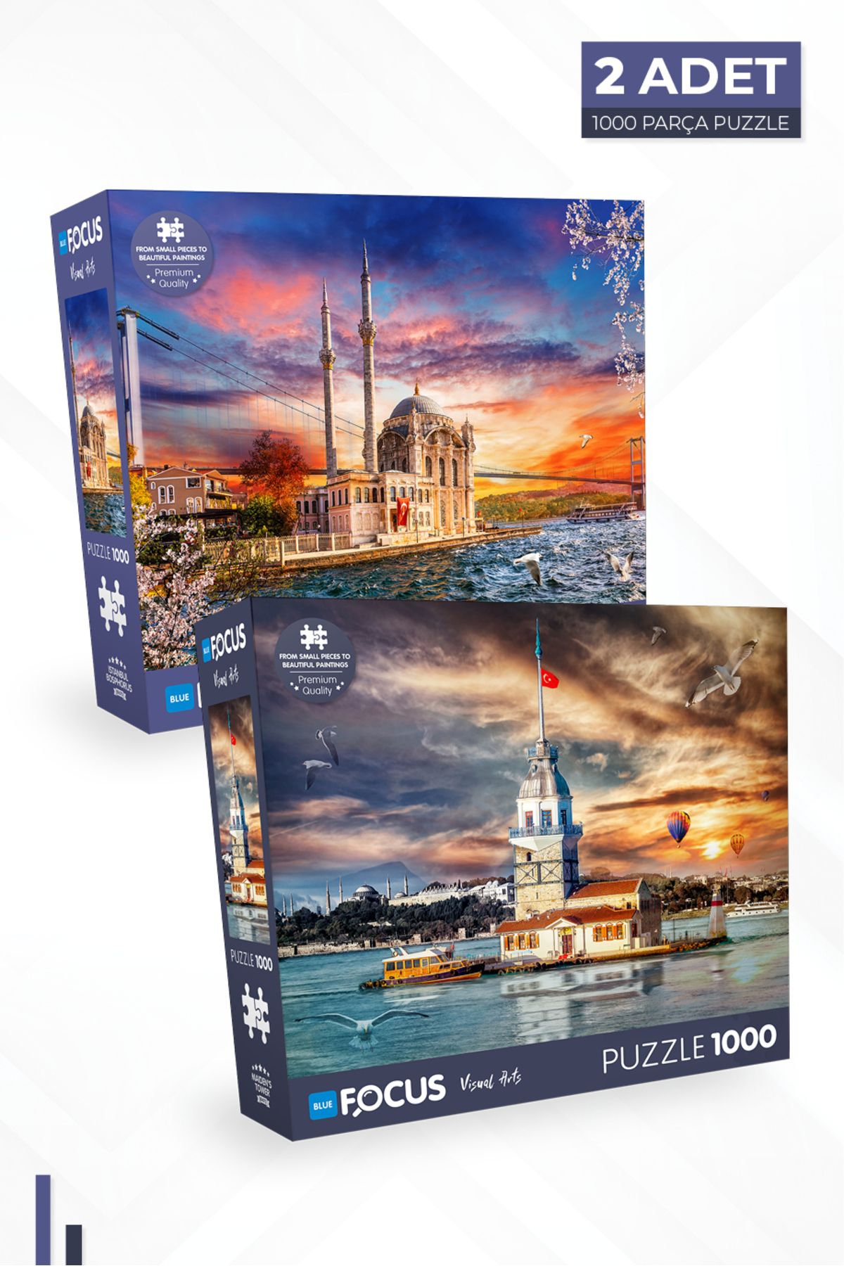 Blue Focus Games2 Adet 1000Parça Puzzle - Kız...