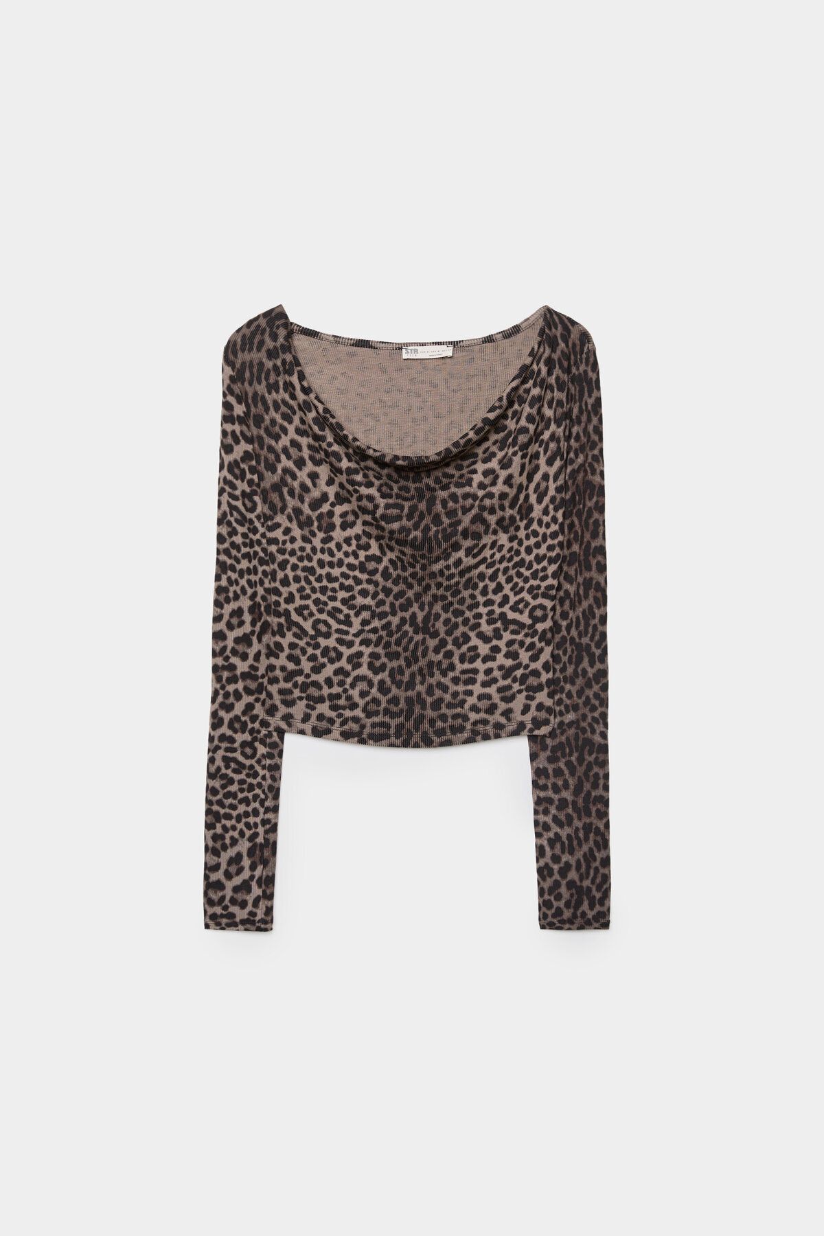 Drapeli ve leopar desenli t-shirt