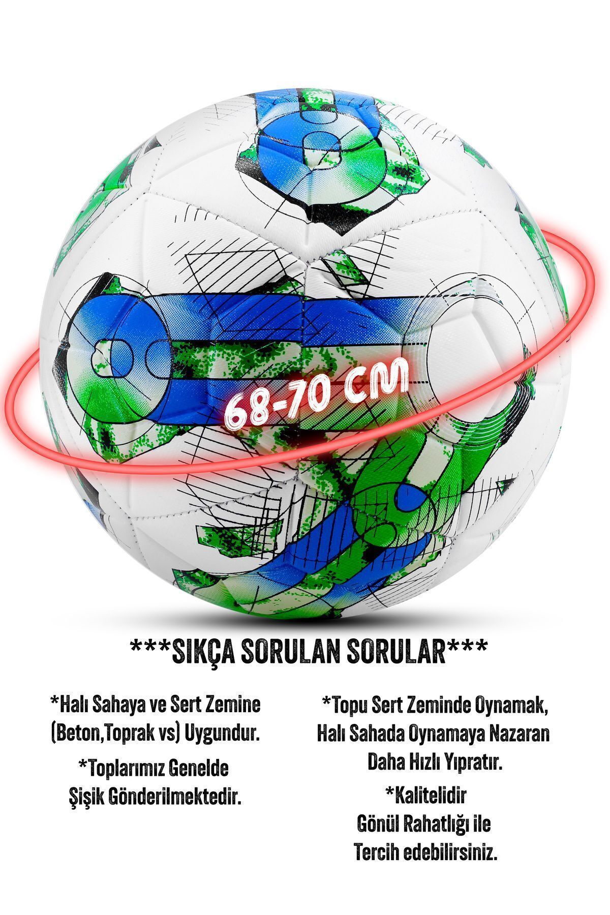 Futbol Topu Orbital Şişirme Pompalı Sert Zemin Halı Saha Futbol Topu Turuncu Hibrit No:5