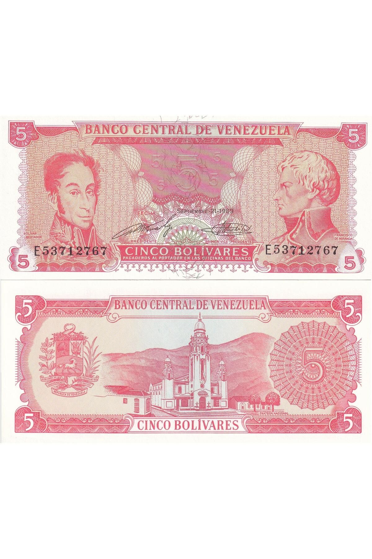 Benim KoleksiyonumVenezuela, 5 Bolivar (1989)...