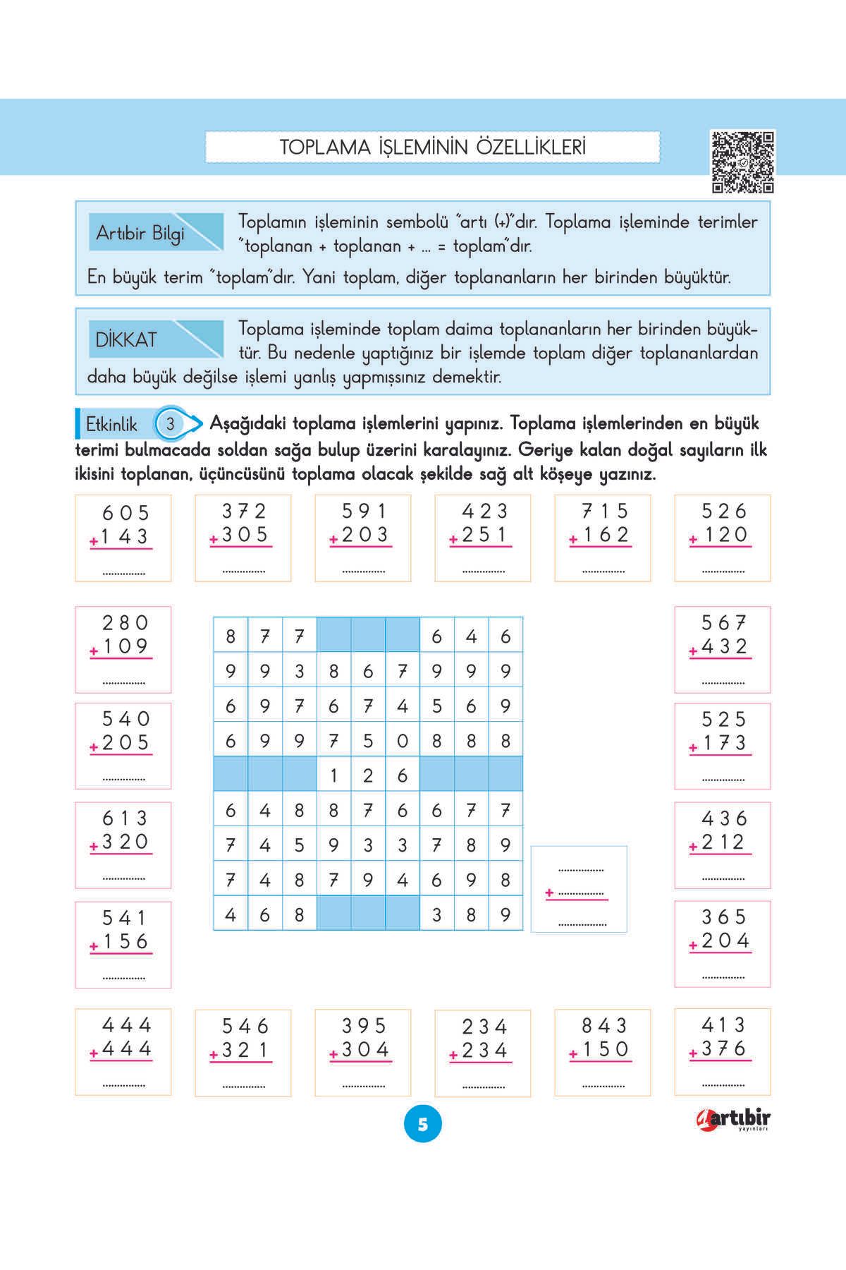 3 Sınıf Dört İşlem (Çözüm karekodlu)