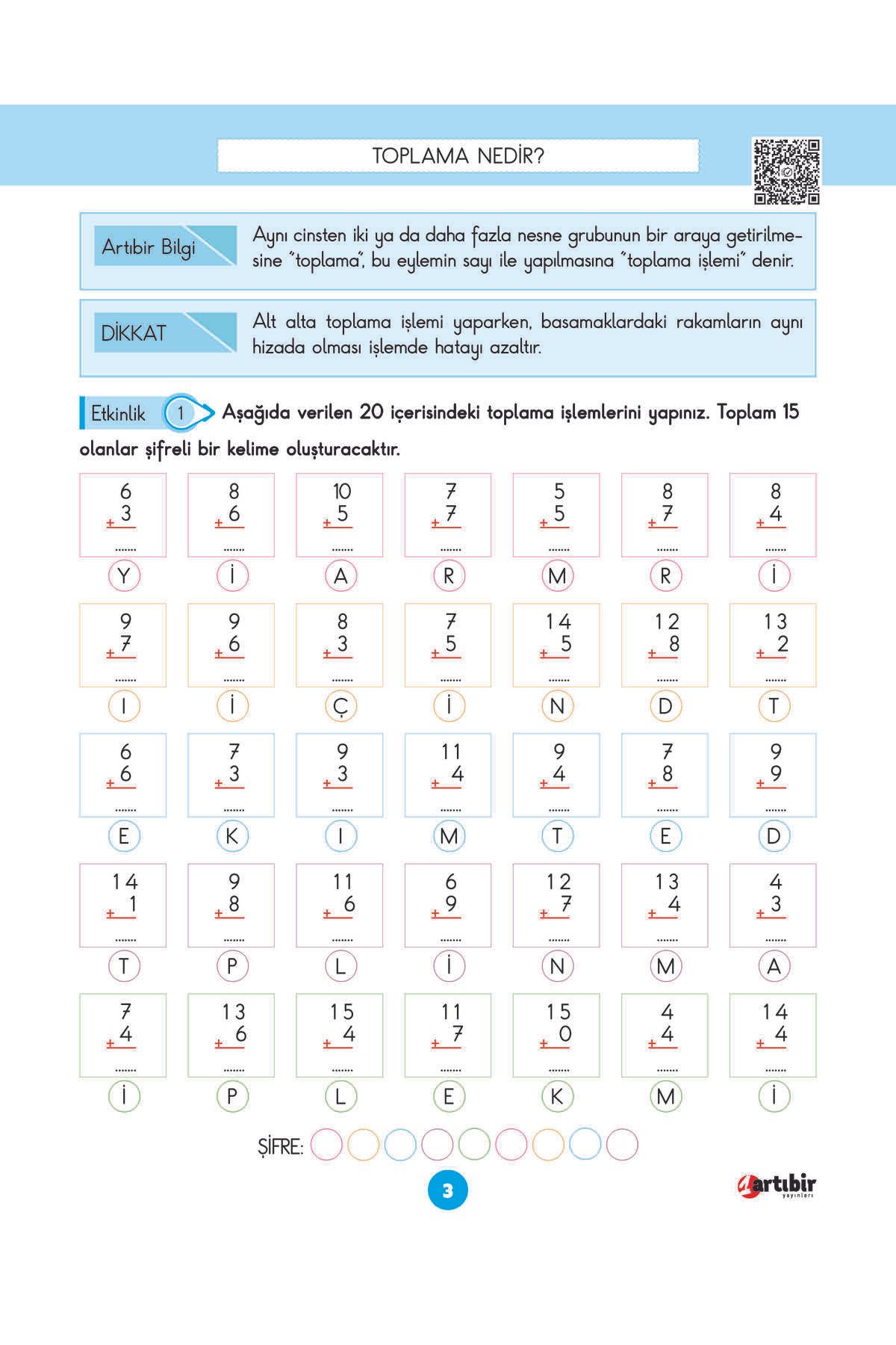 3 Sınıf Dört İşlem (Çözüm karekodlu)