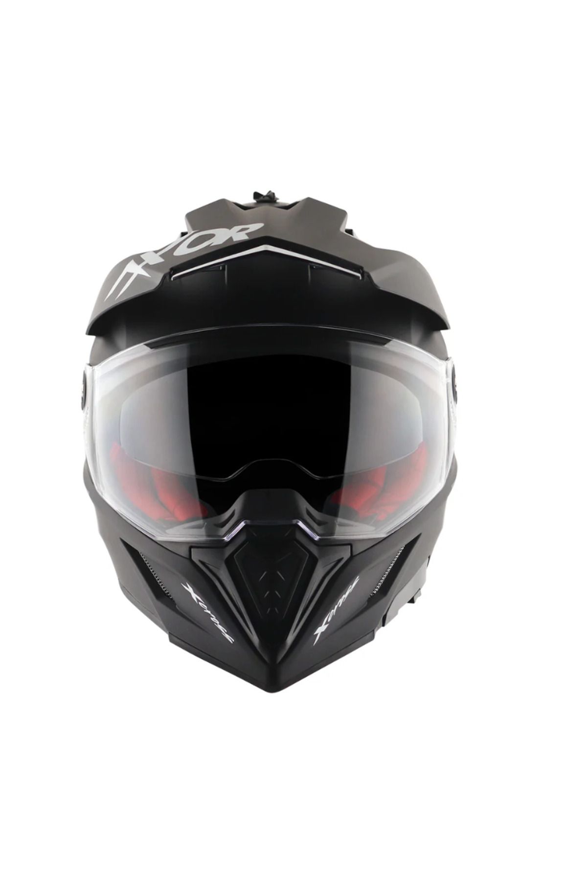 X-CROSS - DUAL VİSOR SC- MAT SİYAH KIRMIZI KROSS KASK