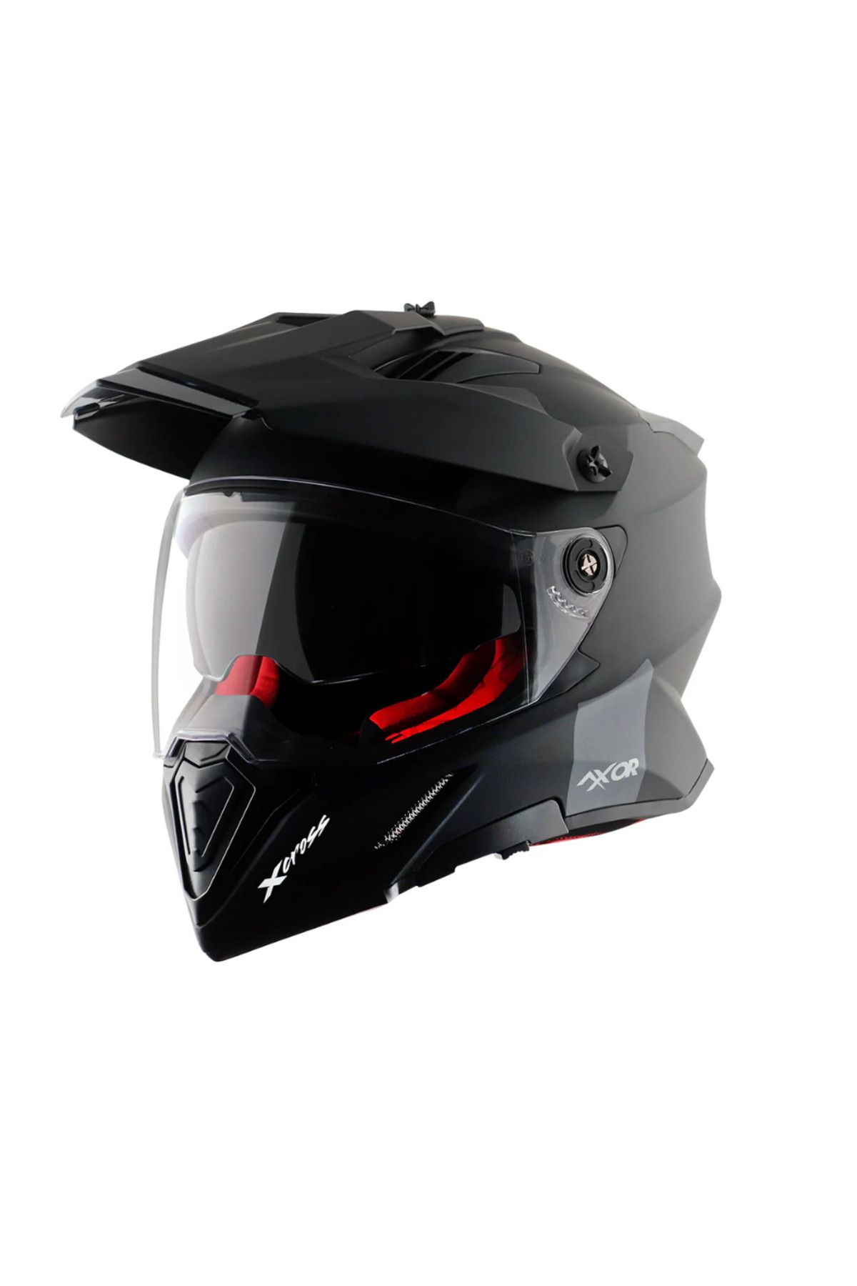 X-CROSS - DUAL VİSOR SC- MAT SİYAH KIRMIZI KROSS KASK