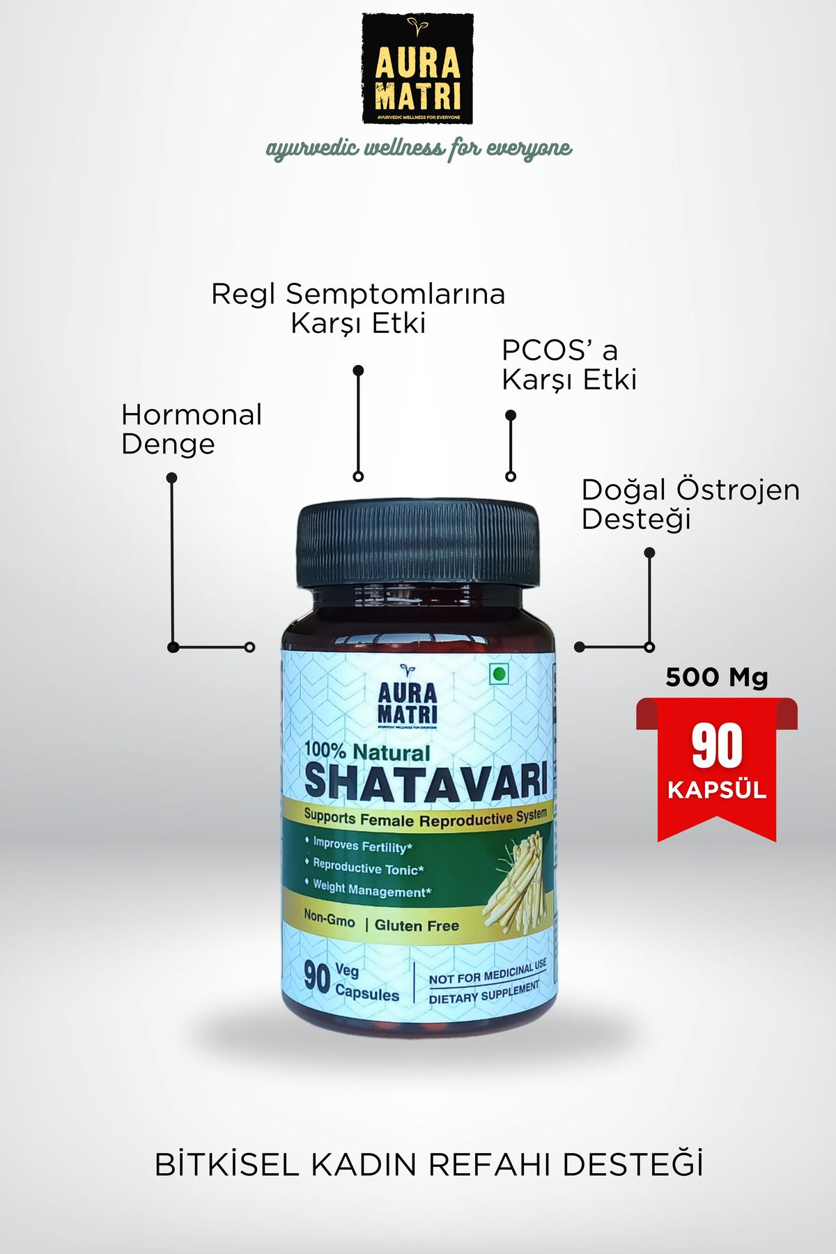 Aura Matri Shatavari HintKuşkonmazı 500mg, 90...