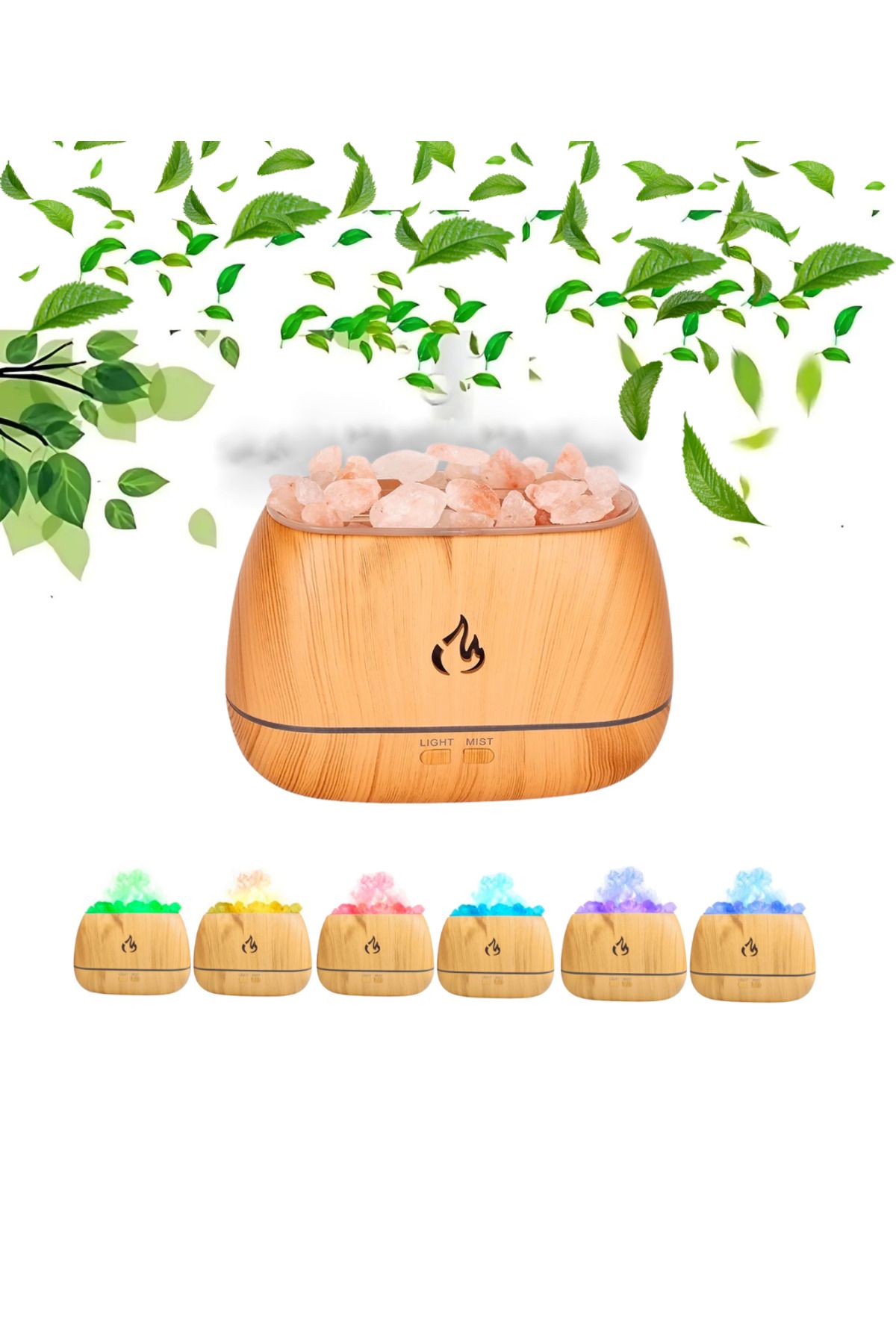 Hava Nemlendirici Tuz Lambalı Tuz Hediyeli Humidifier 260 Ml Salt Lamp Ultrasonik Gece Lambası