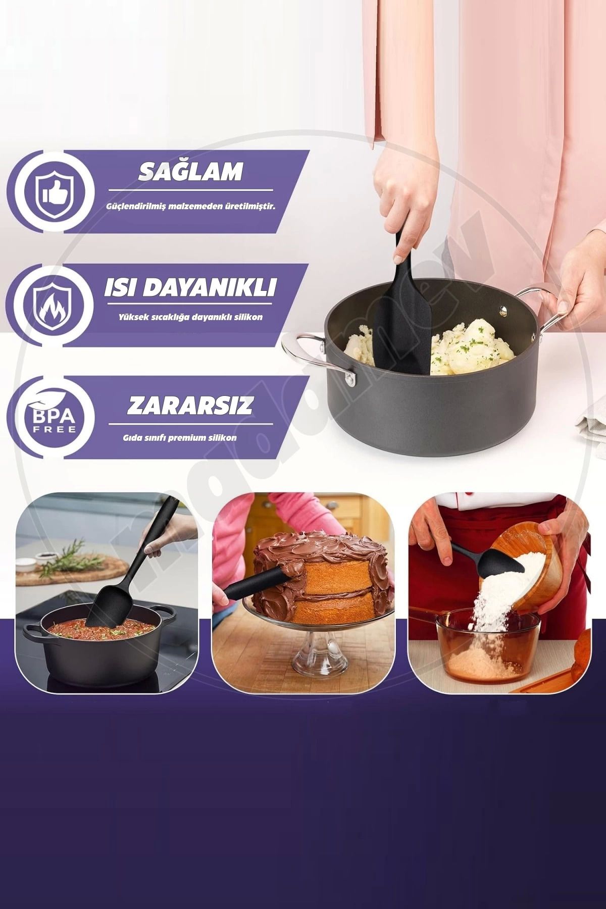 6'lı Silikon Spatula Fırça Seti Pratik Yemek Hazırlık Gereçleri Kaşık Bıçak Spatula Servis Seti