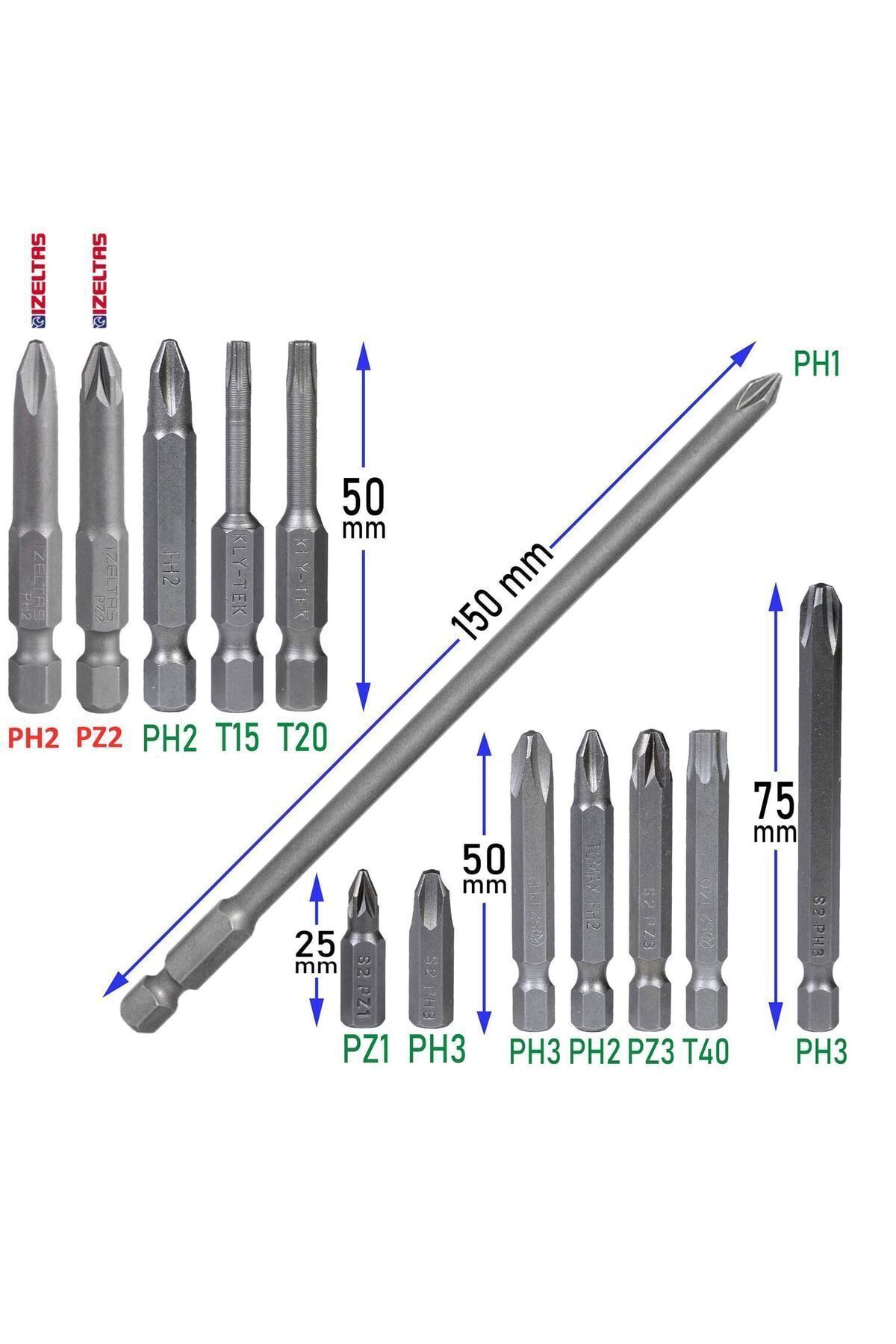 - بیت های مته Klytek Drill End TIP TIP FLAT TORX TIPS SET (13 قطعه)