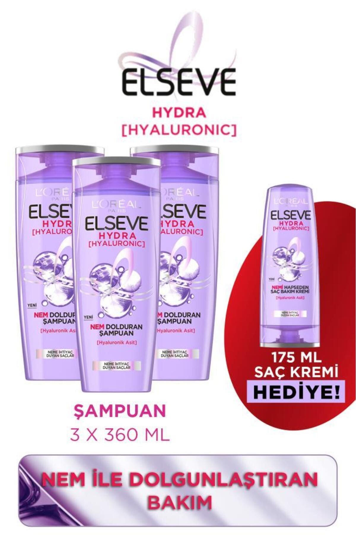 Elseve3'lü 360ml HydraHyaluronic Şampuan + 17...