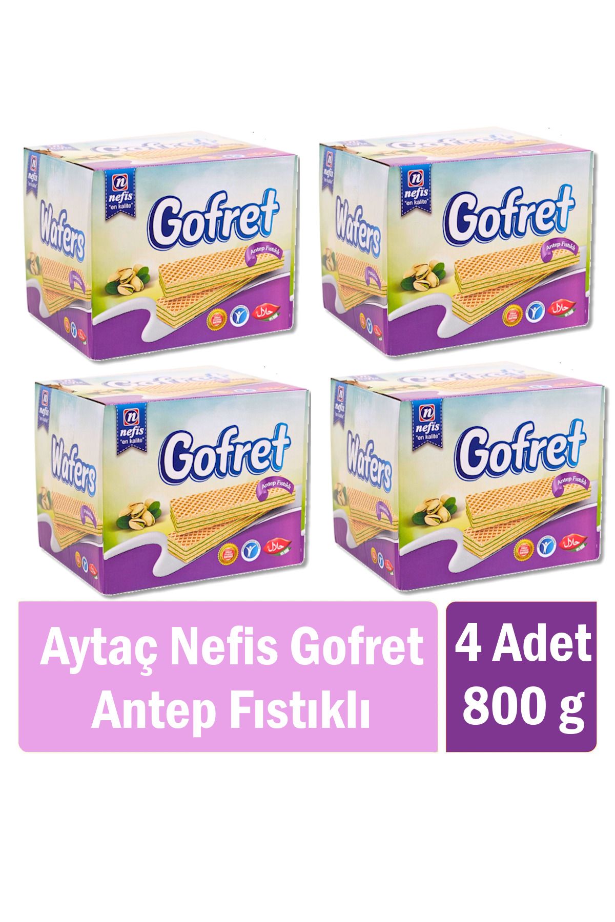 AytaçNefis Gofret AntepFıstıklı 800 gr x 4 Ad...