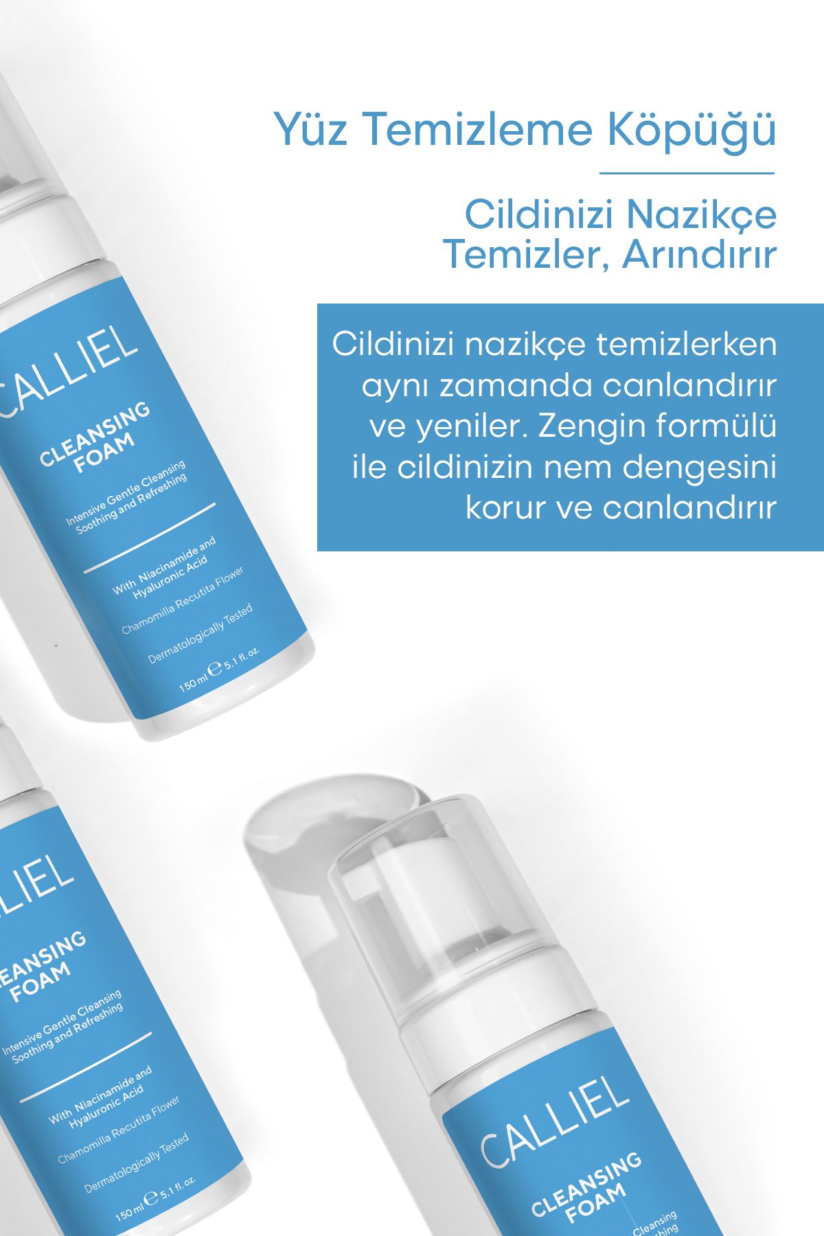 Yatıştırıcı Nemlendirici Etkili Yüz Temizleme Köpüğü. Tüm Cilt Tipleri 200ml