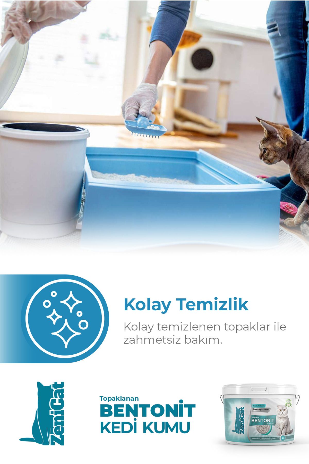 Kedi Kumu Ince Taneli Kokusuz Doğal Bentonit 5 Lt