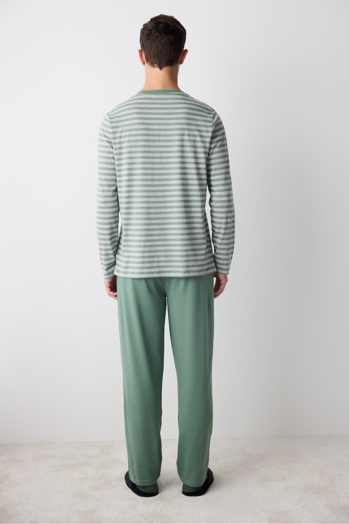 Green Stripe Yeşil Pantolon Pijama Takımı