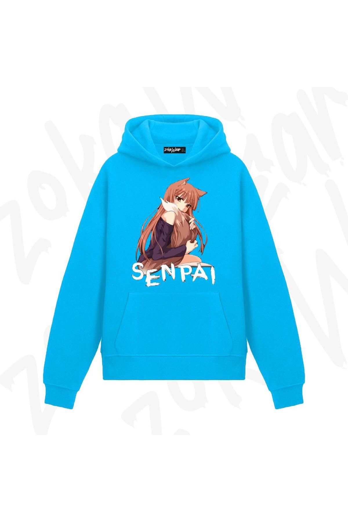 ZOKAWEAR Senpai Wolf AnimeBaskılı Mavi Sweats...