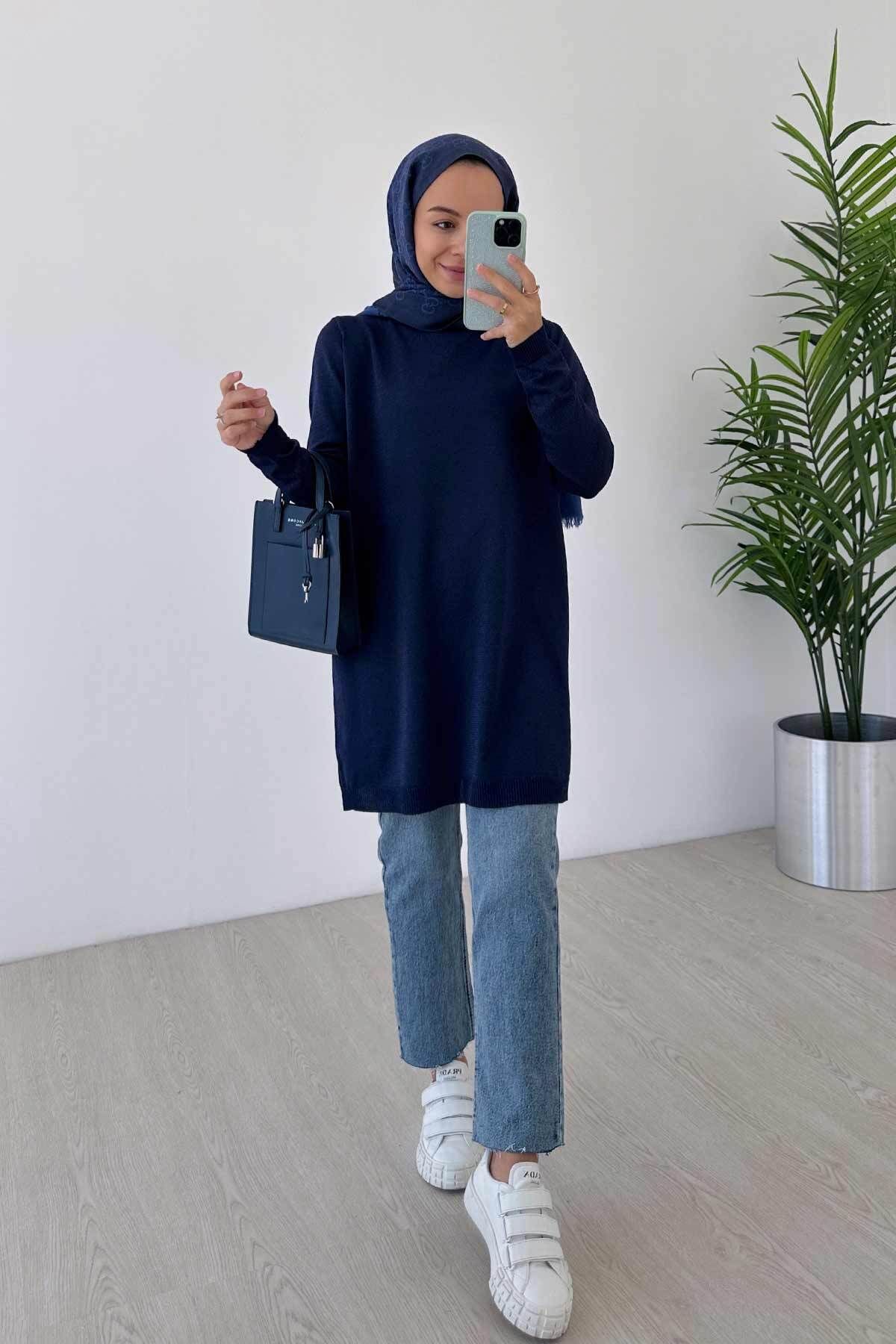 Basic Merserize Tunik - Lacivert