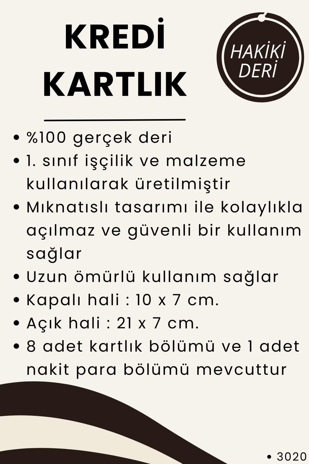 %100 Hakiki Deri Unisex Yatay Siyah Mıknatıslı Kartlık