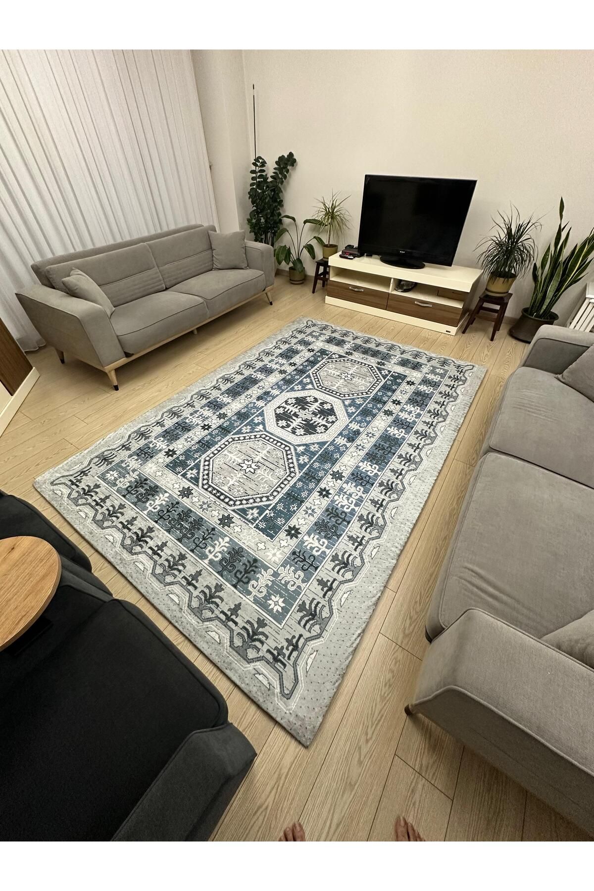 Süngersiz Halı Örtüsü - Lastikli - Yıkanabilir - Dijital Baskı - Ölçü 6m² 200x300 Cm Sahra