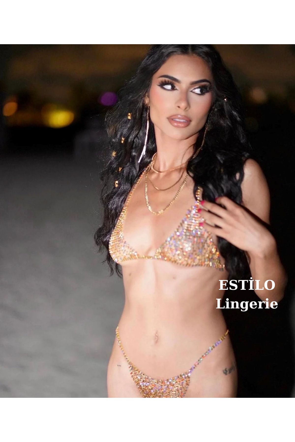 Estilo LingerieGold TaşlıLuxury Su Yolu Vücut...