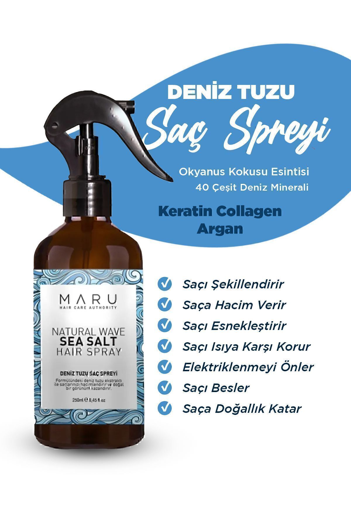 Hacim Ve Dolgunluk Veren Deniz Tuzu Saç Spreyi 250 ml 8699211802453