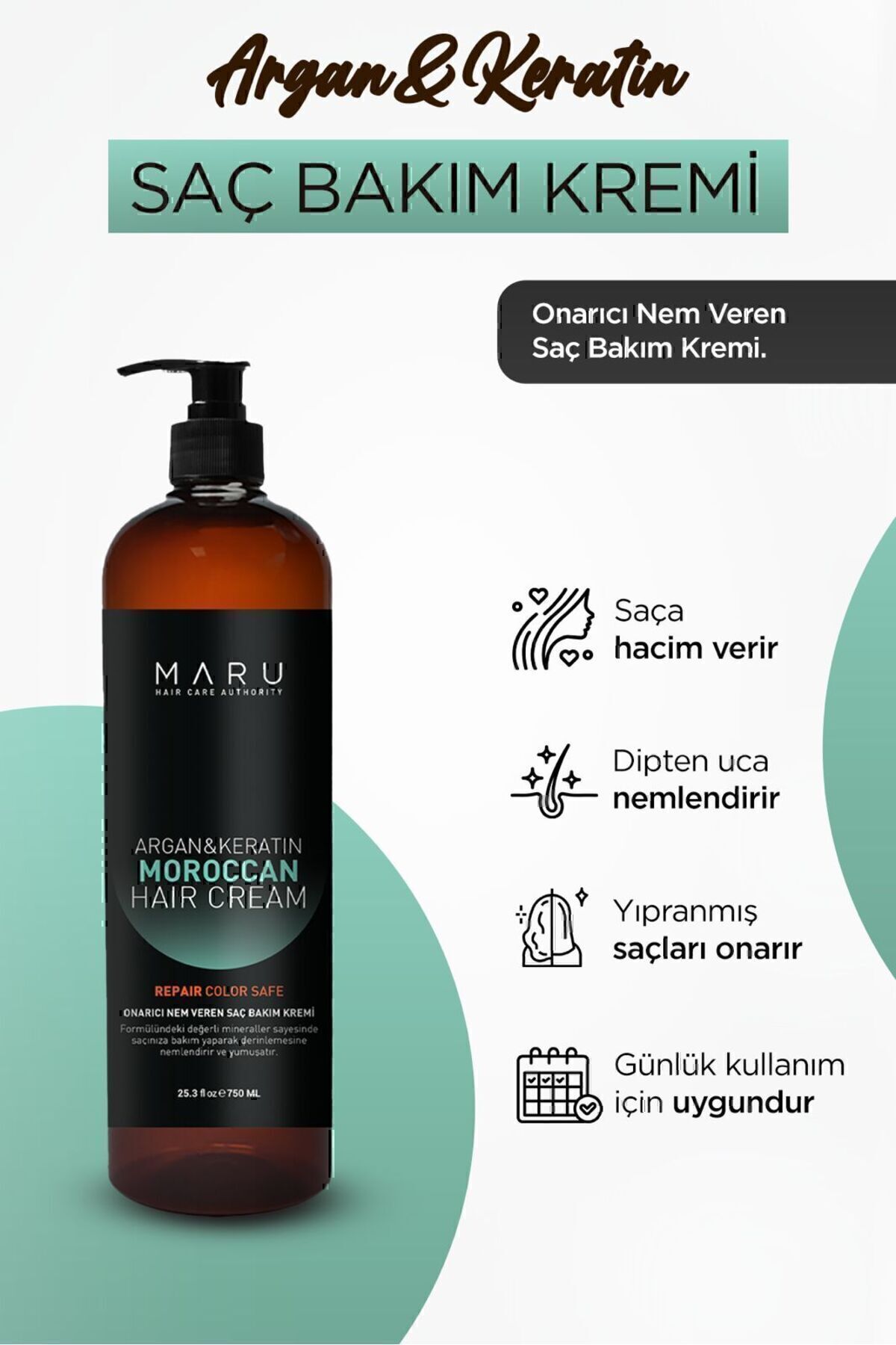 MARUOnarıcı Nem Veren ArganVe Keratin Morocca...