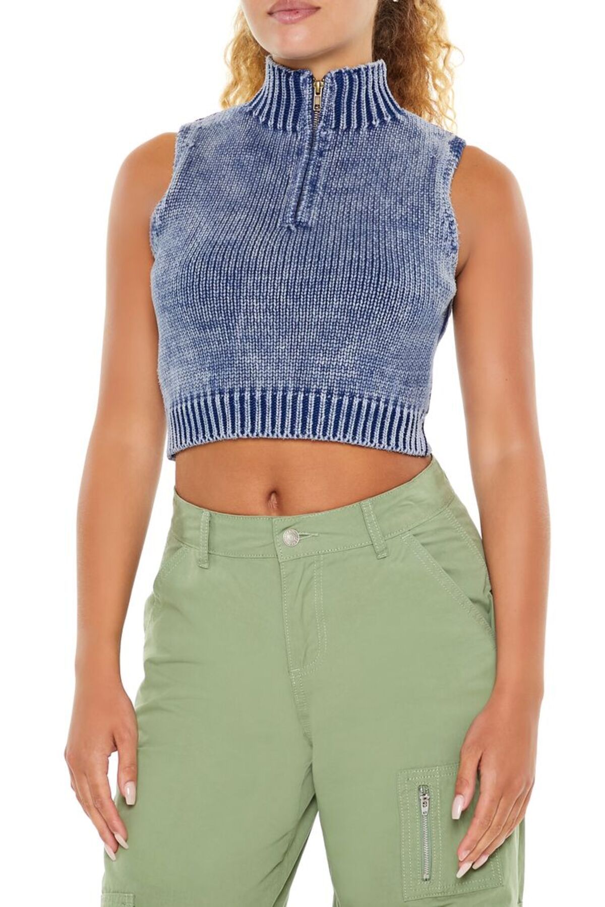 Forever 21 Yarım FermuarlıCrop Kazak