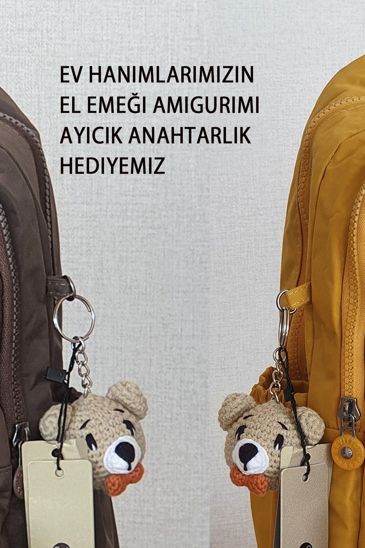 Unisex Anahtarlık Çanta Aksesuarı, El Yapımı, Amigurumi, Örgü, Organik Oyuncak Hediyelik Çanta Süsü