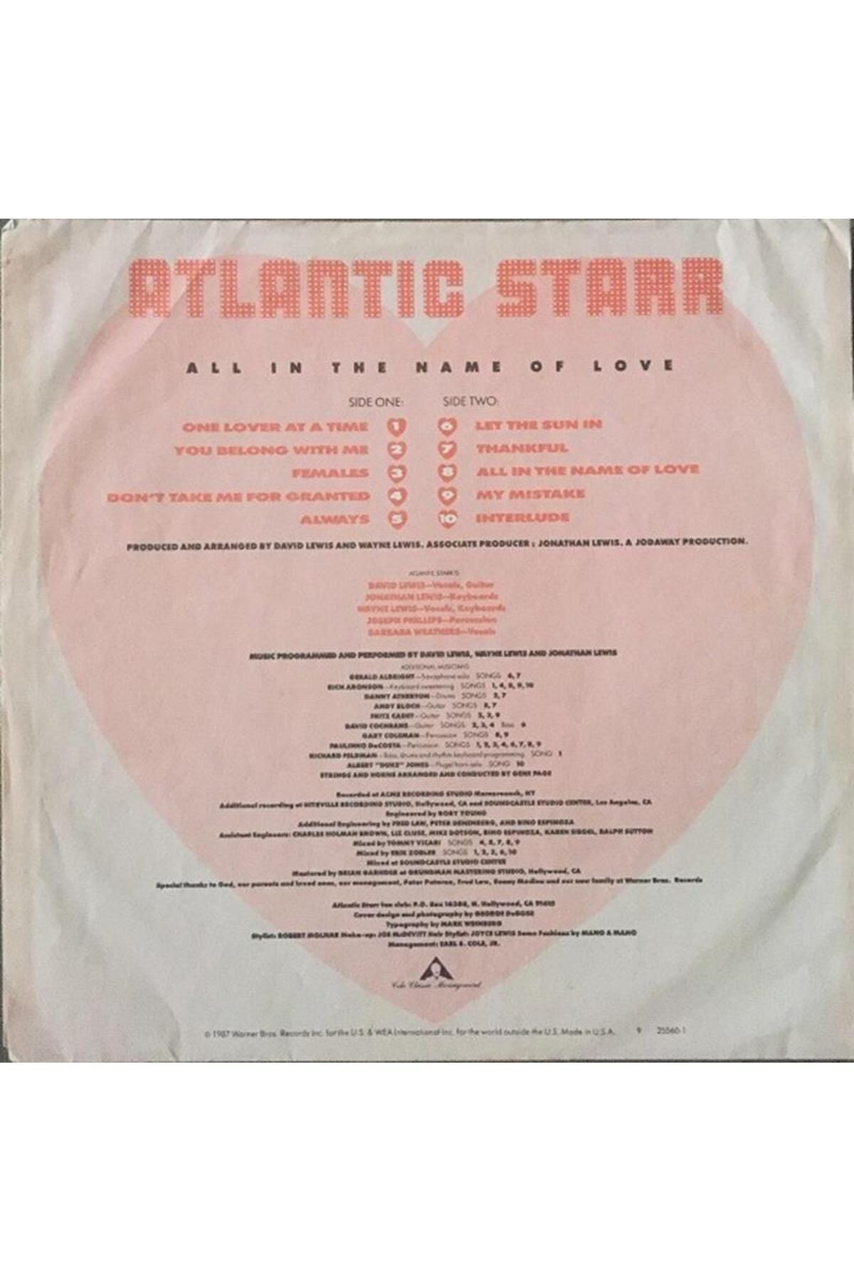 Atlantic Starr – All In The Name Of Love - Soul, Contemporary R&b Tarz Müzik Plak Alithestereo