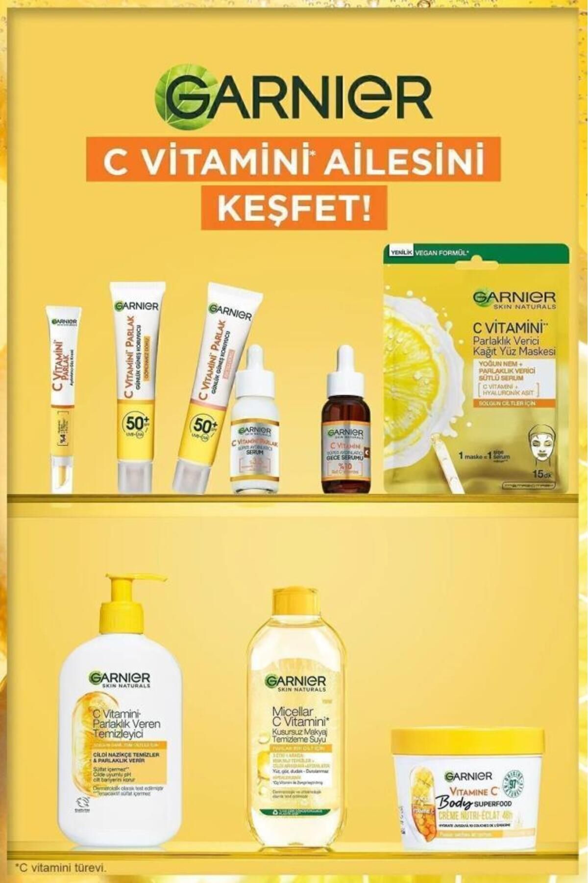 C Vitamini Parlak Günlük Uv Güneş Yüz Kremi Spf50 Işıltılı Doku 40ml +Kapitone Makyaj Çantası