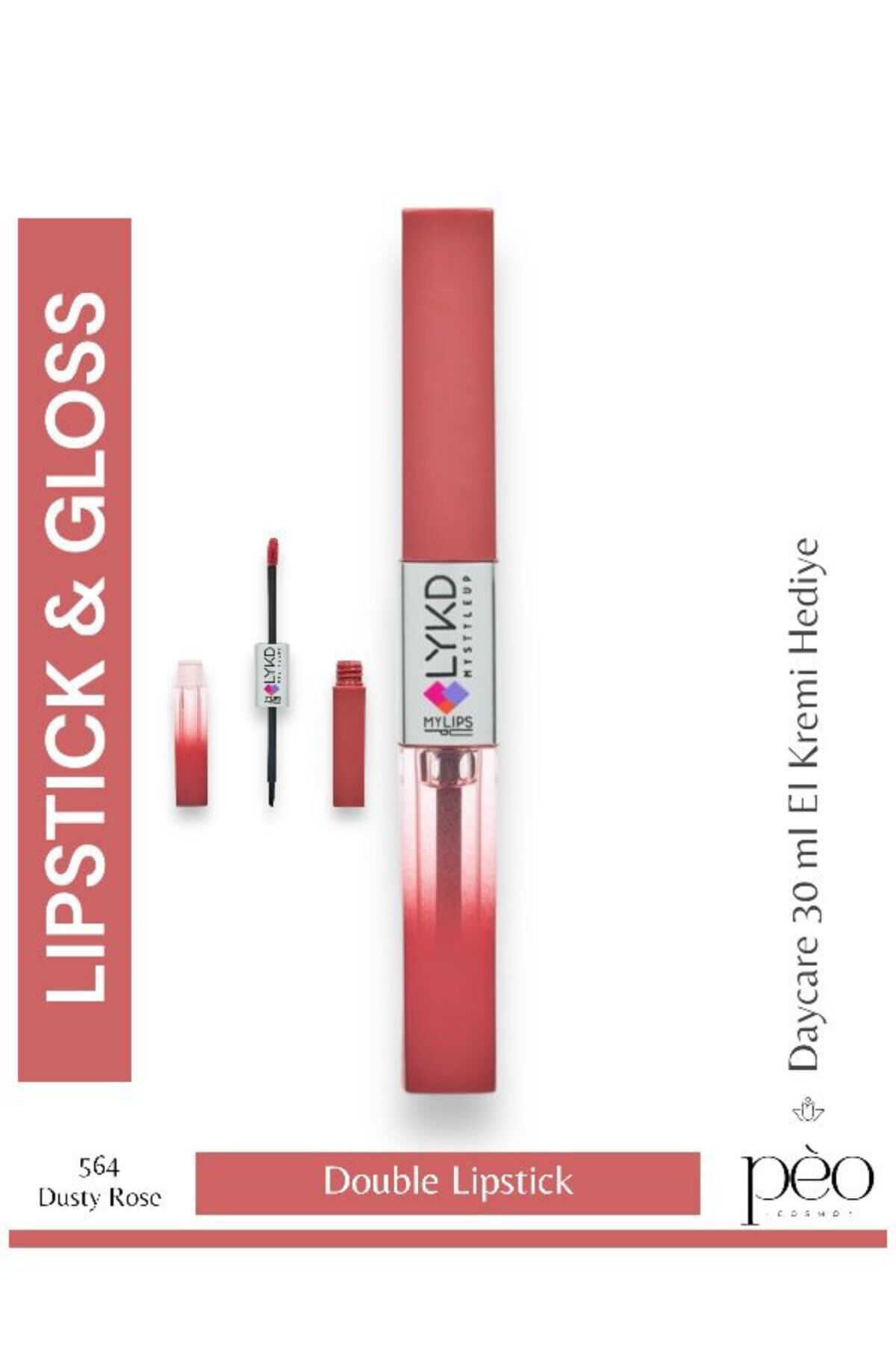 lykd Double Sided Lipstick &Gloss 564 Dusty R...