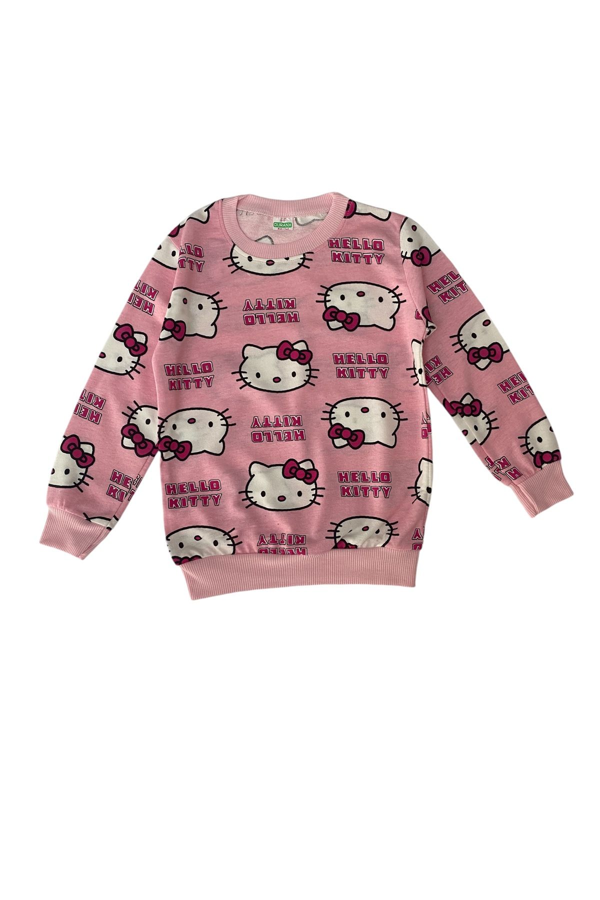 Kız Çocuk Pamuklu Pembe Hello Kitty Desen Pijama Takımı