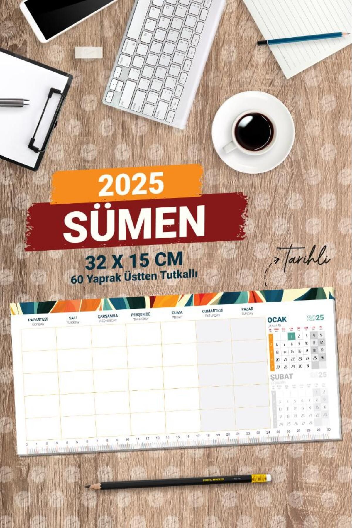 2025 Sümen Masa Üstü Planlayıcı Planner  Haftalık Günlük  Planlayıcı Masa Takvimi  60 Yaprak-T1110