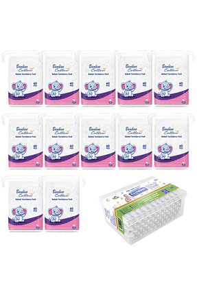 Bebe Temizleme Pamuğu 60lı X 12 - Bebe Kulak Çubuğu Hediye Image 0
