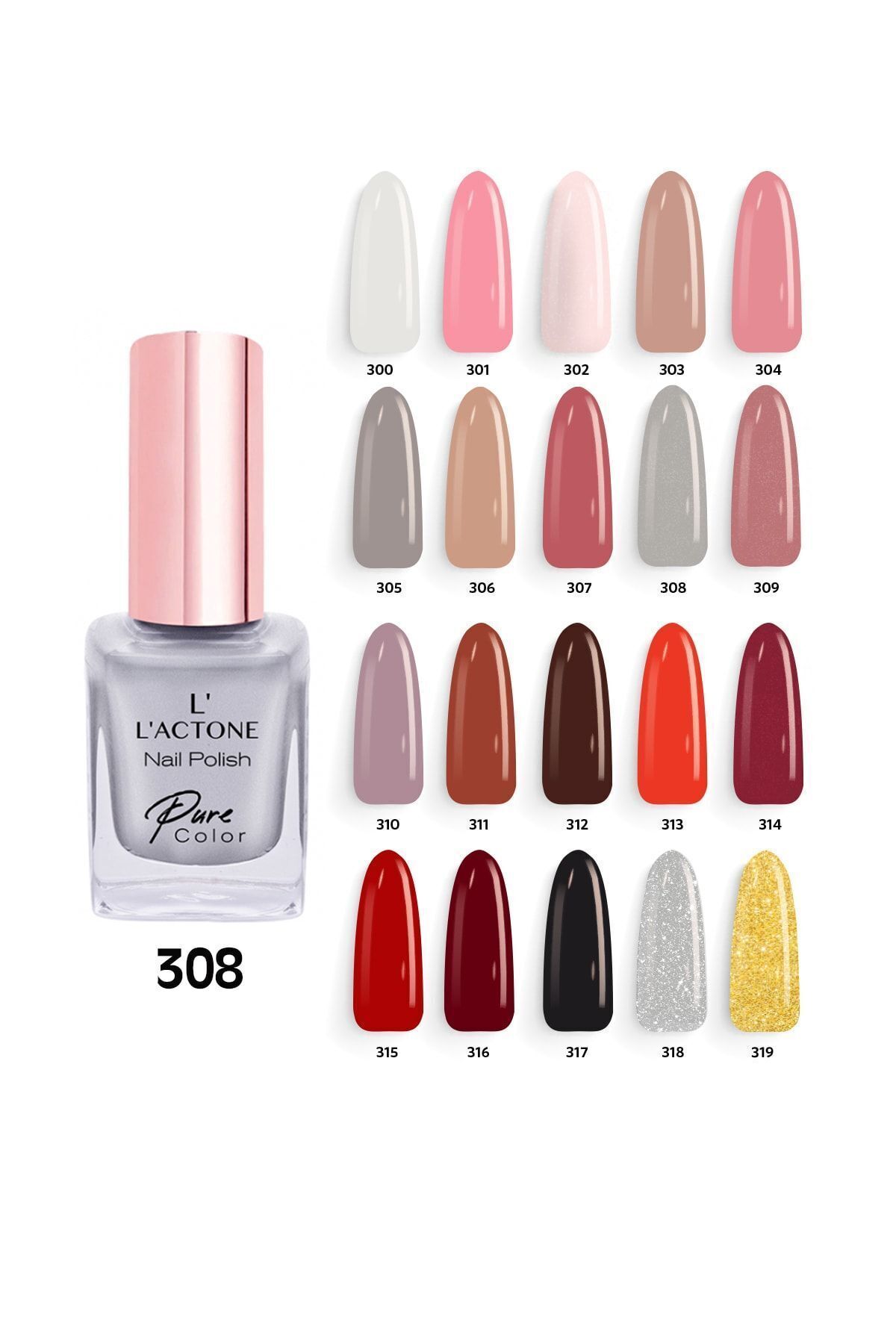 Oje Nail Polish Pure Color 308 | Gri Metalik Oje